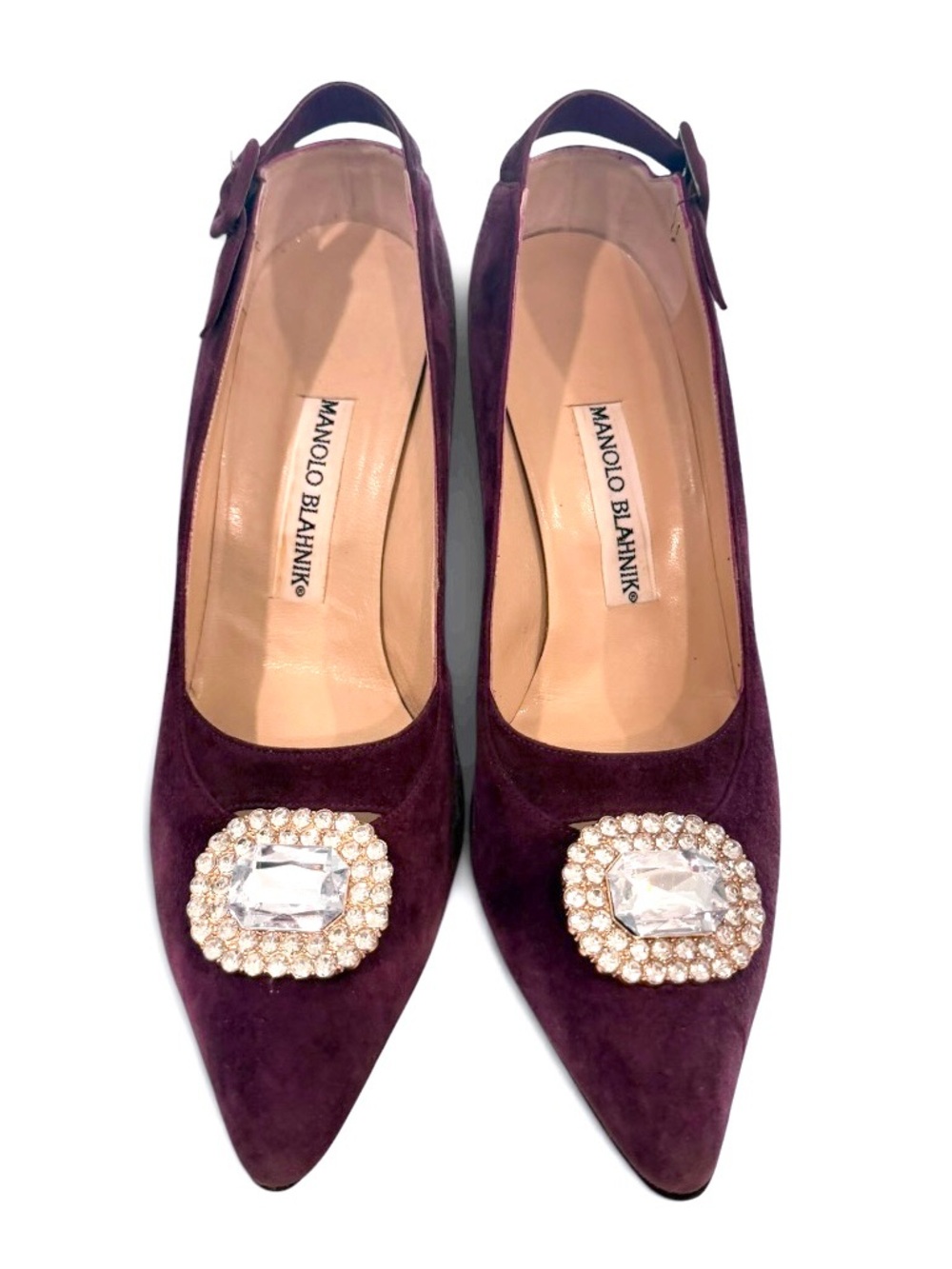 Manolo Blahnik Plum/Burgundy Suede Pointed-Toe Pumps – Size 39.5